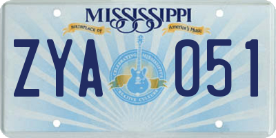 MS license plate ZYA051