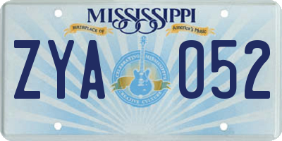 MS license plate ZYA052