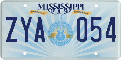 MS license plate ZYA054