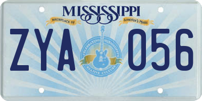 MS license plate ZYA056