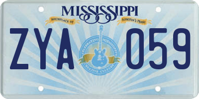 MS license plate ZYA059
