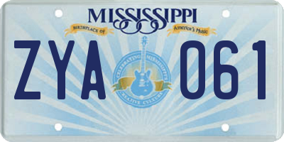 MS license plate ZYA061