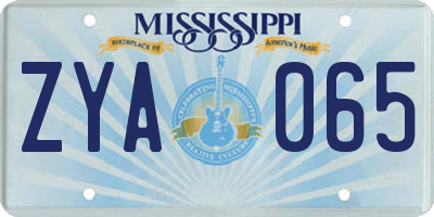 MS license plate ZYA065