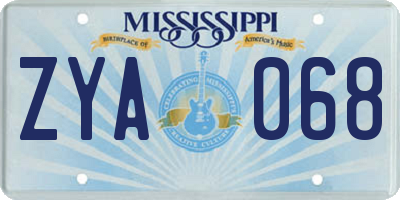 MS license plate ZYA068