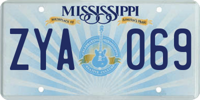 MS license plate ZYA069