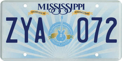 MS license plate ZYA072