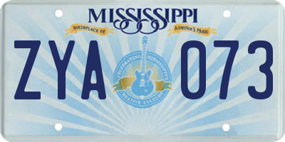 MS license plate ZYA073