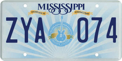 MS license plate ZYA074