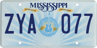MS license plate ZYA077
