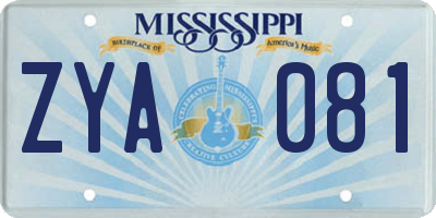 MS license plate ZYA081