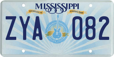 MS license plate ZYA082