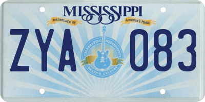 MS license plate ZYA083