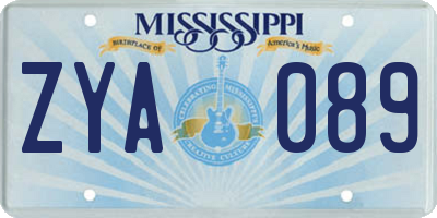MS license plate ZYA089