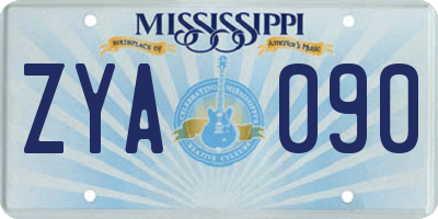 MS license plate ZYA090