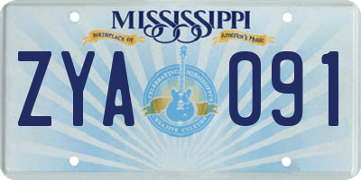 MS license plate ZYA091
