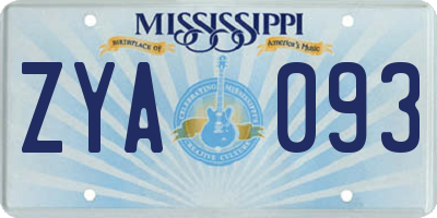 MS license plate ZYA093