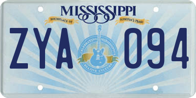 MS license plate ZYA094