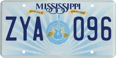 MS license plate ZYA096