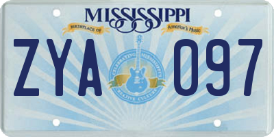 MS license plate ZYA097