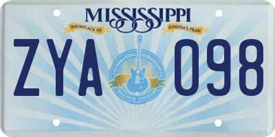 MS license plate ZYA098
