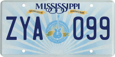 MS license plate ZYA099