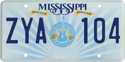 MS license plate ZYA104