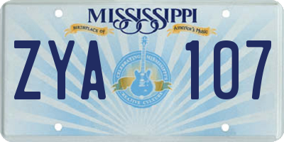 MS license plate ZYA107