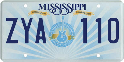 MS license plate ZYA110