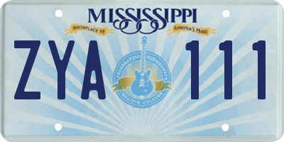 MS license plate ZYA111