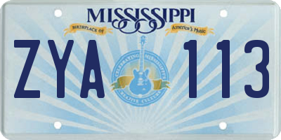 MS license plate ZYA113
