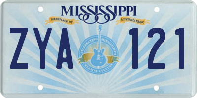 MS license plate ZYA121