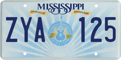 MS license plate ZYA125