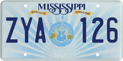 MS license plate ZYA126