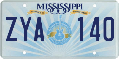 MS license plate ZYA140