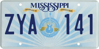 MS license plate ZYA141