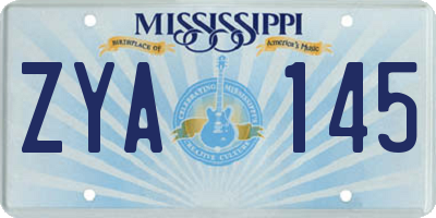 MS license plate ZYA145