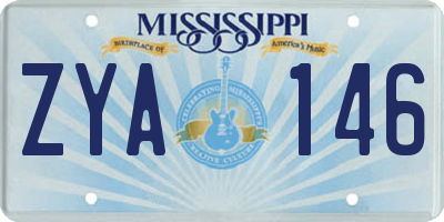MS license plate ZYA146