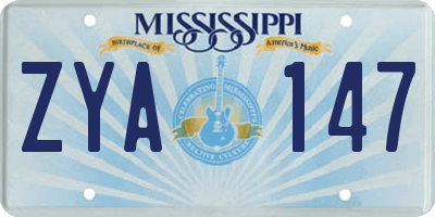 MS license plate ZYA147
