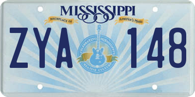 MS license plate ZYA148