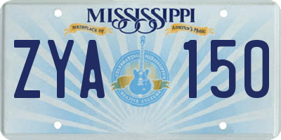 MS license plate ZYA150