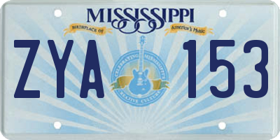 MS license plate ZYA153