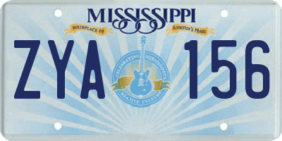 MS license plate ZYA156