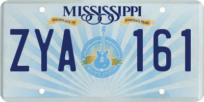 MS license plate ZYA161