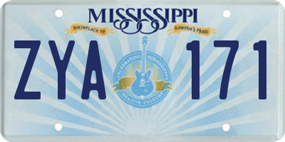 MS license plate ZYA171