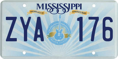 MS license plate ZYA176