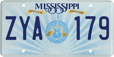 MS license plate ZYA179