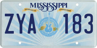 MS license plate ZYA183