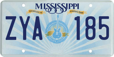 MS license plate ZYA185