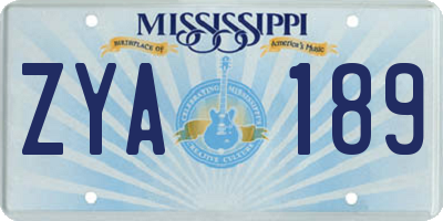 MS license plate ZYA189