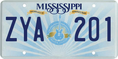 MS license plate ZYA201